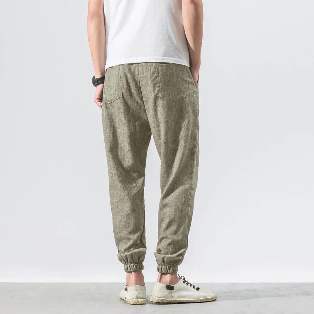 Men's Cotton Linen Comfort Pants Lightweight Beige