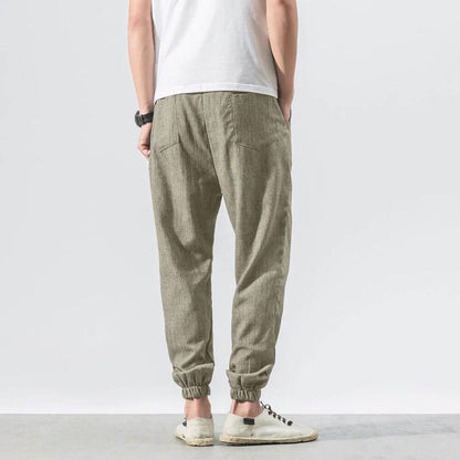 Men's Cotton Linen Comfort Pants Lightweight Beige