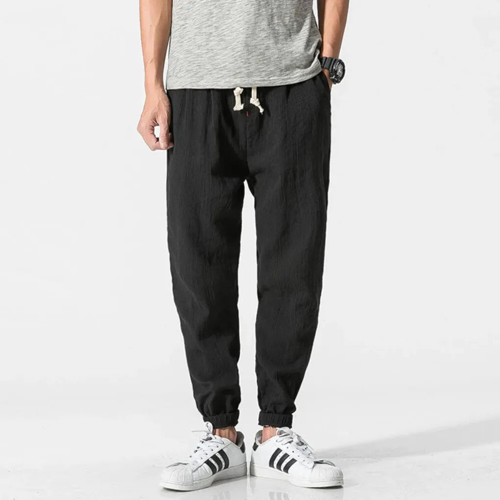 Men's Cotton Linen Comfort Pants Lightweight Beige