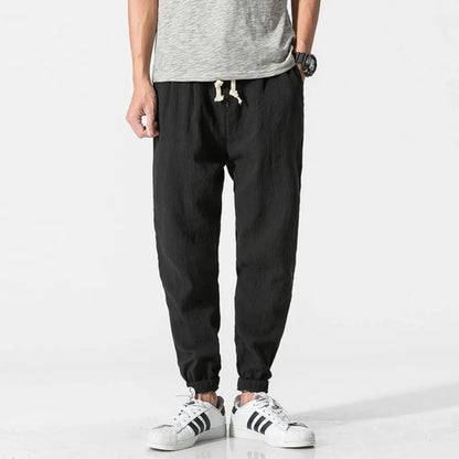 Men's Cotton Linen Pants Lightweight Beige