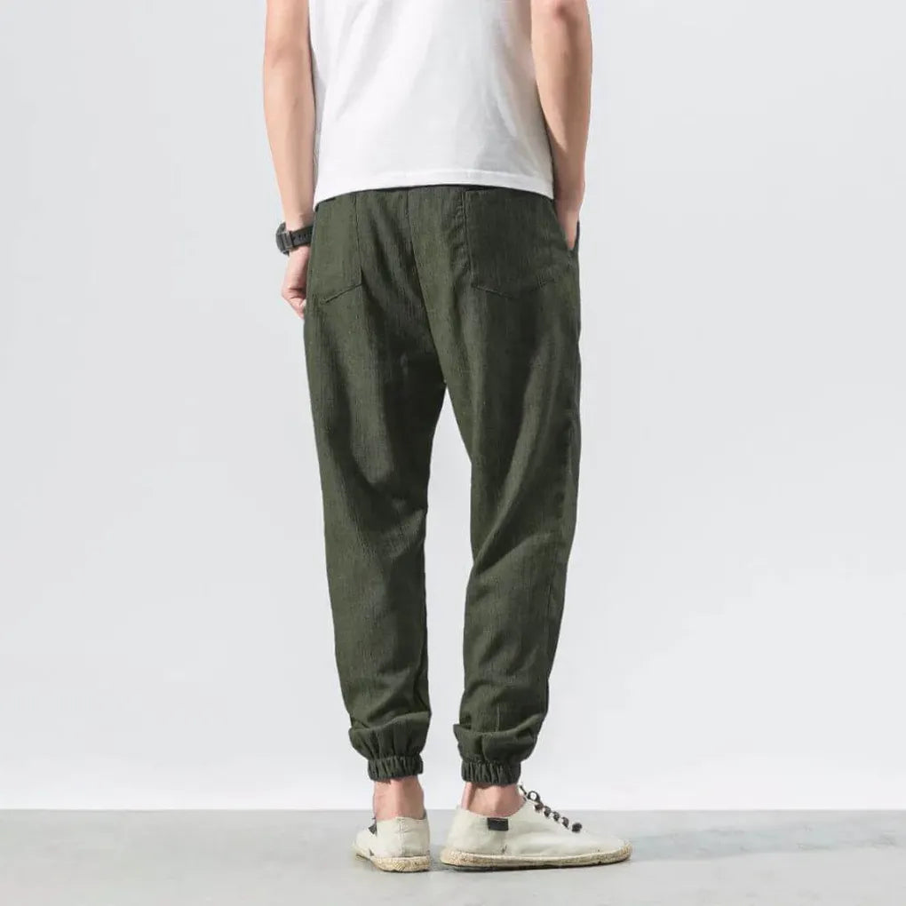 Men's Cotton Linen Pants Lightweight Beige