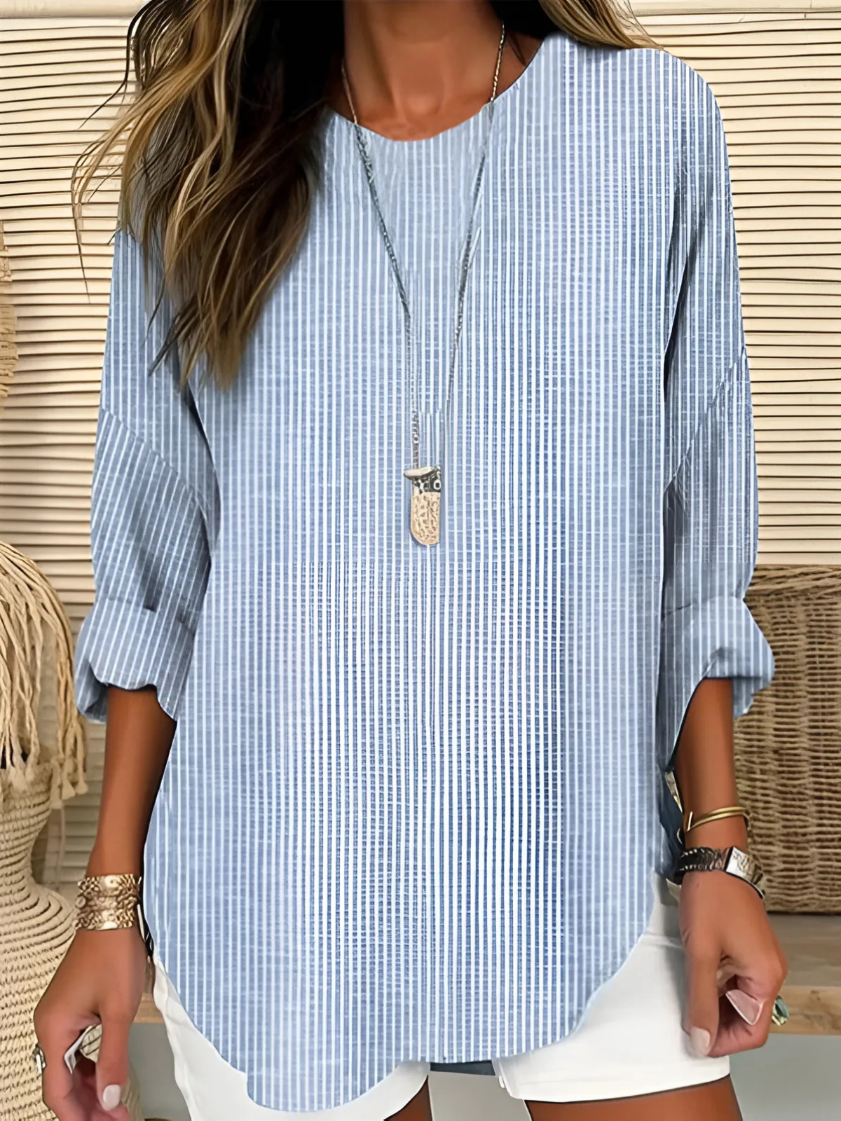 Fashionable Horizontal Stripe Top - VibreMode