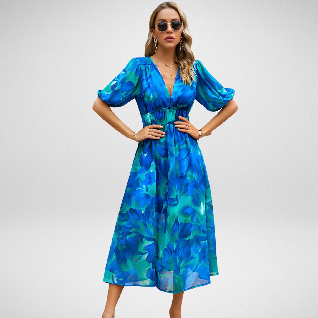 Women's V Neck Flowy Elegant Dress Violet