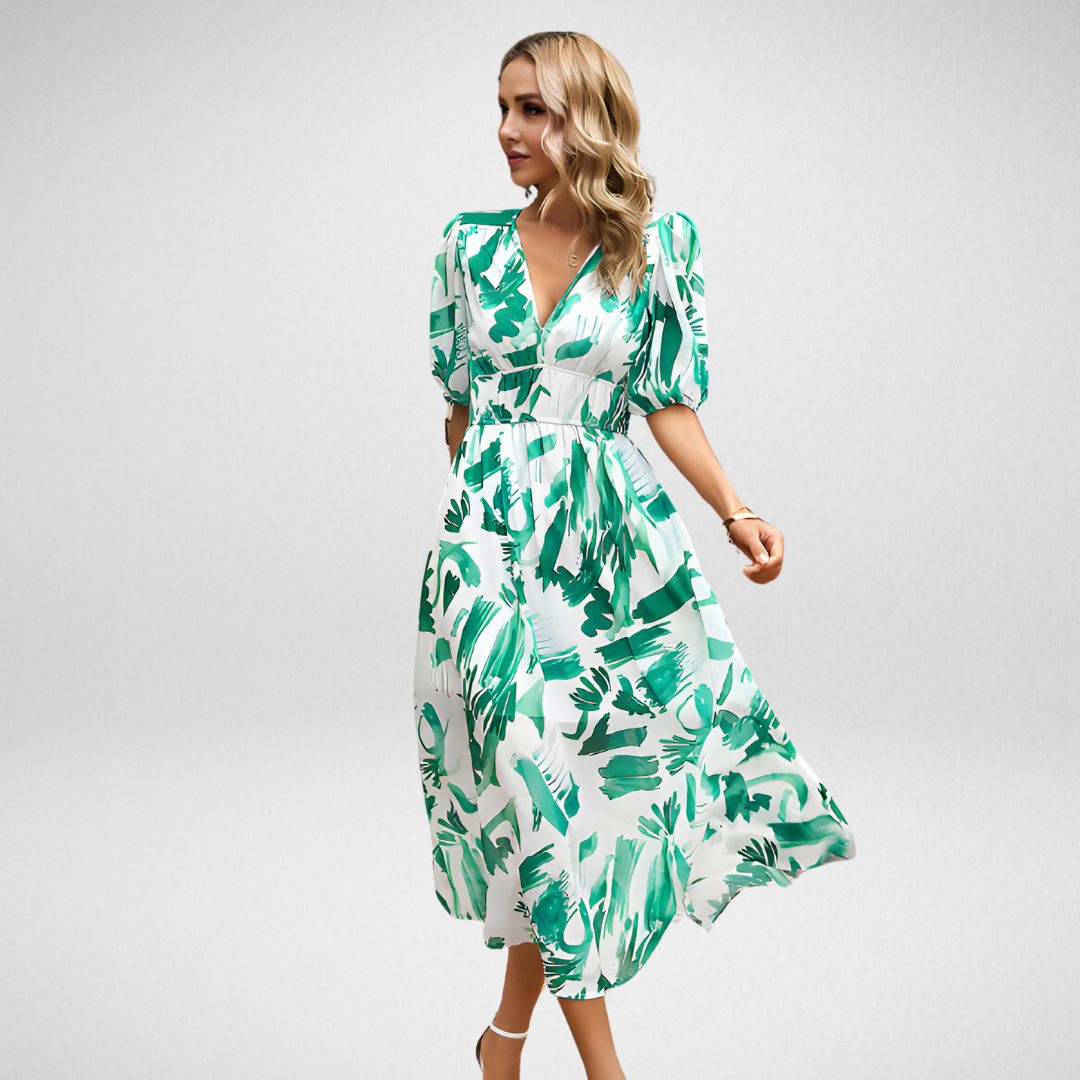 Lavender Women's V Neck Flowy Summer Dress