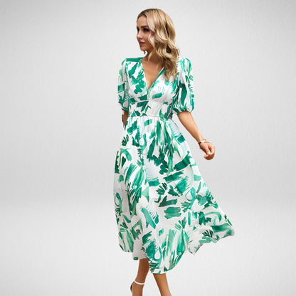 Women's V Neck Flowy Elegant Dress Violet