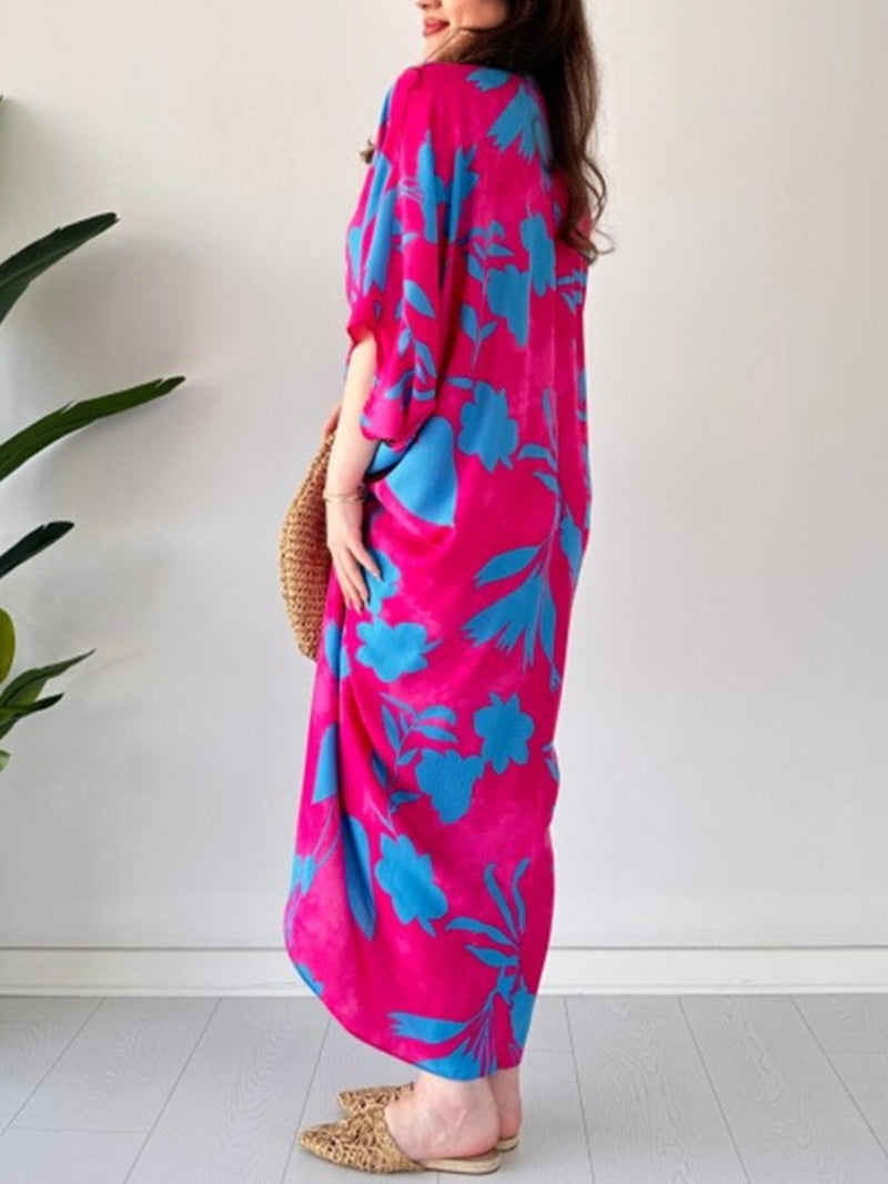 Trendy Print Relaxed Fit V Neck Summer Dress