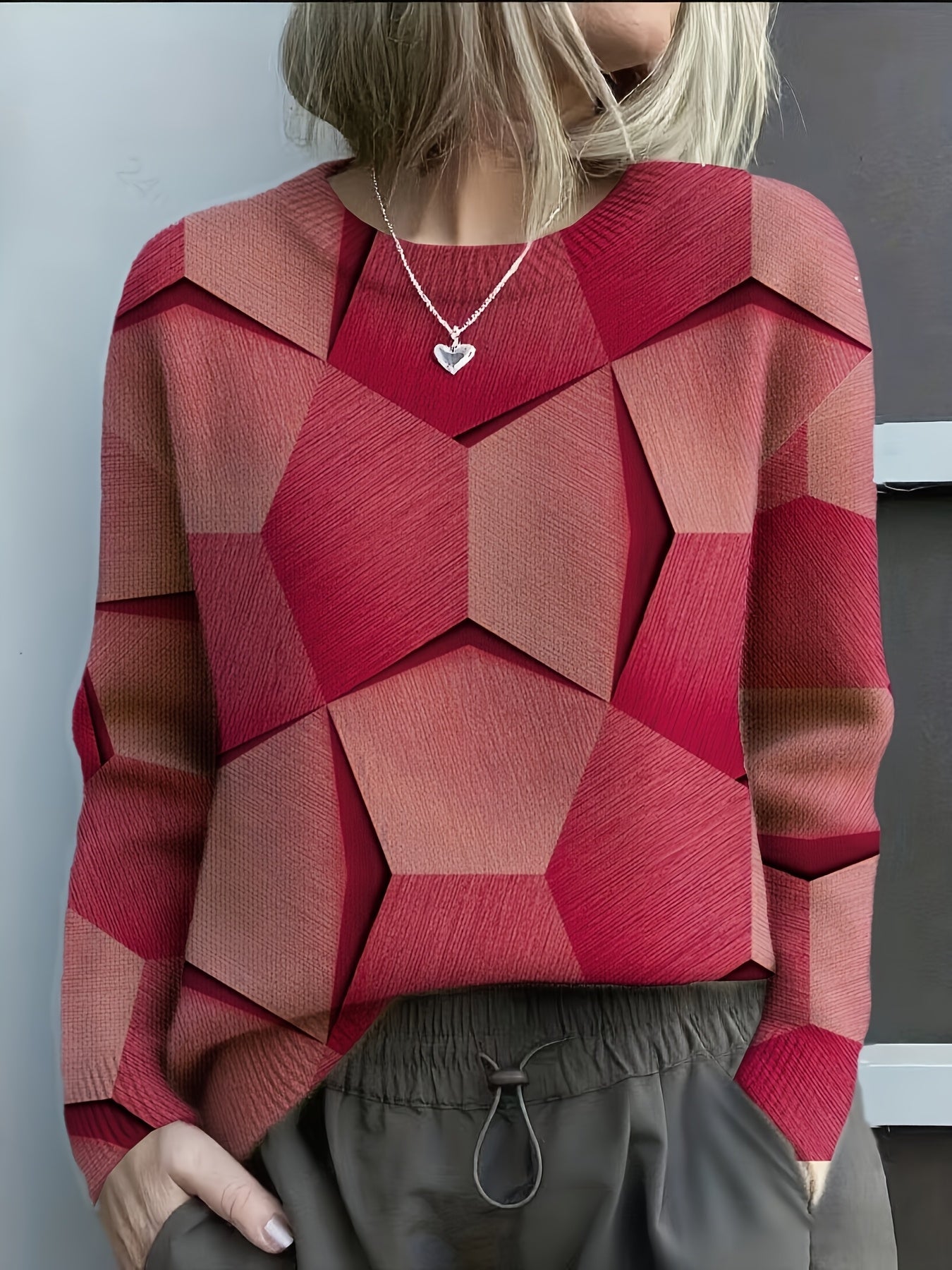 Women's Geometric Sweater Long Sleeve