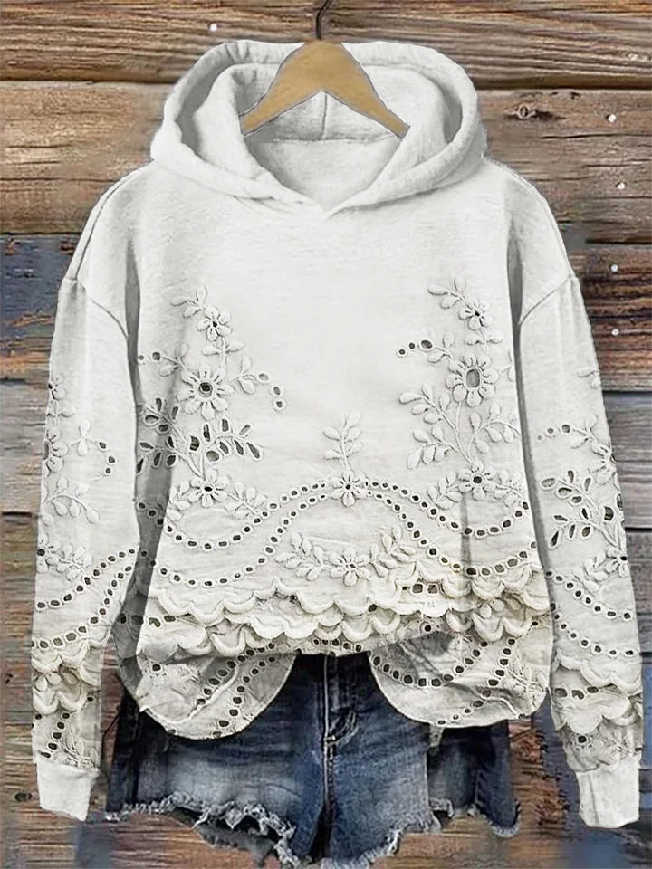 Women's Hoodie Decorative Cutout Detailing