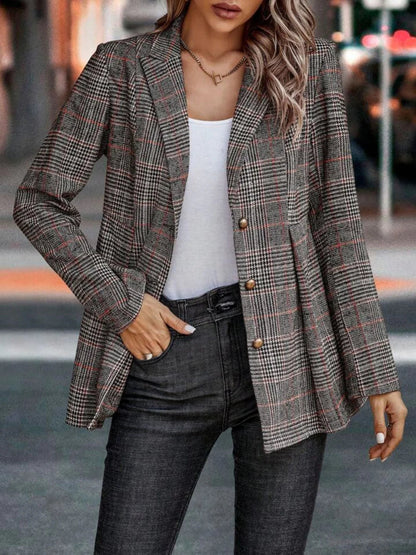 Women's Plaid Blazer Jacket Tailored Fit