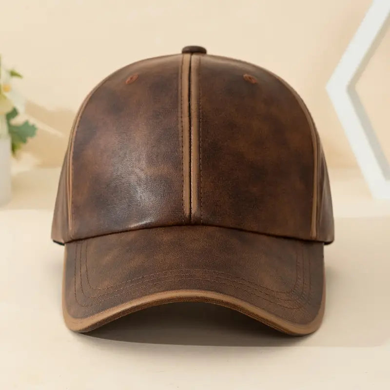 Classic Brown Leather Cap