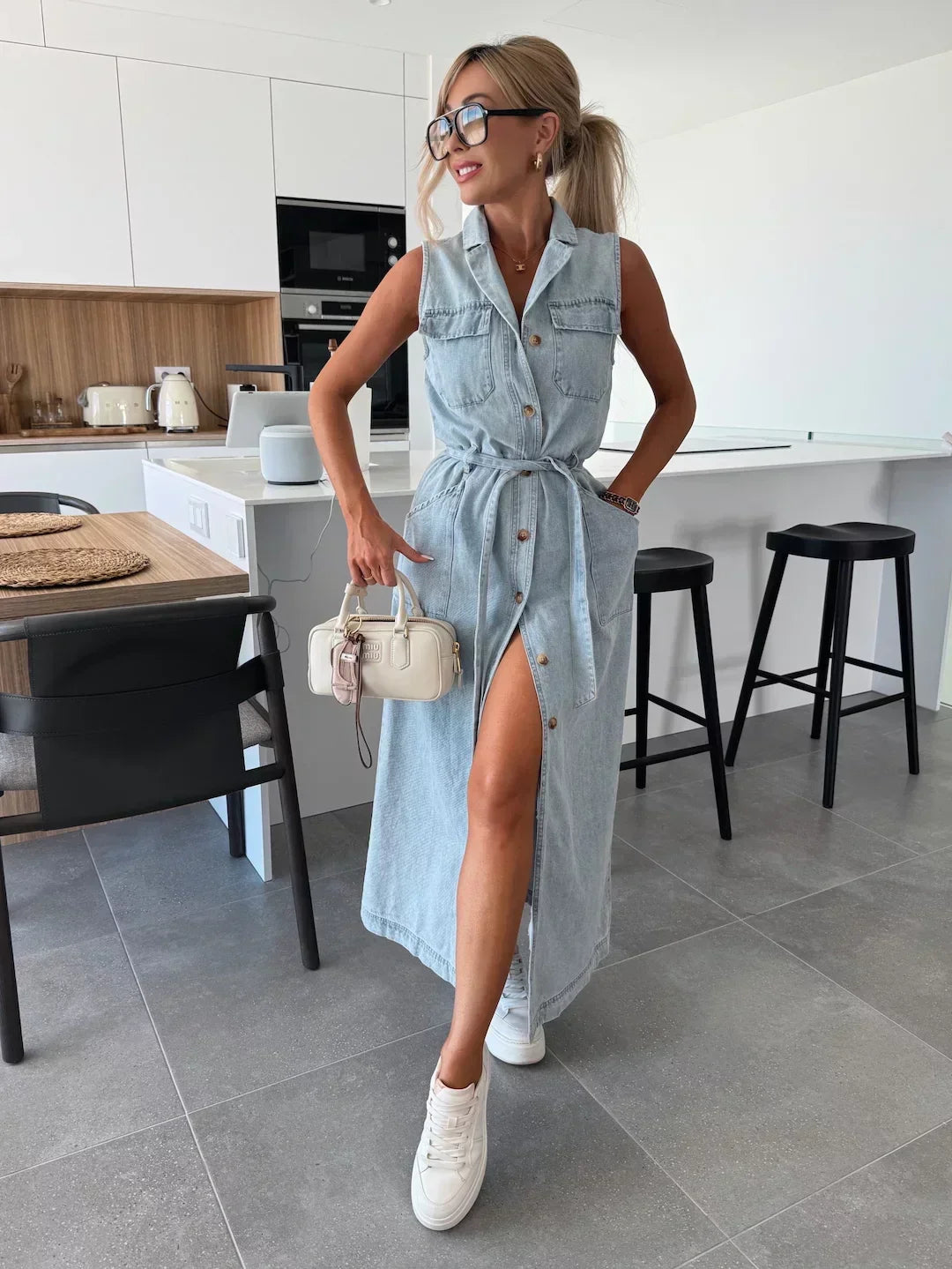 Casual Blue Jeans Dress - VibreMode