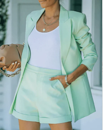 Womens Short Sleeve Blazer Set