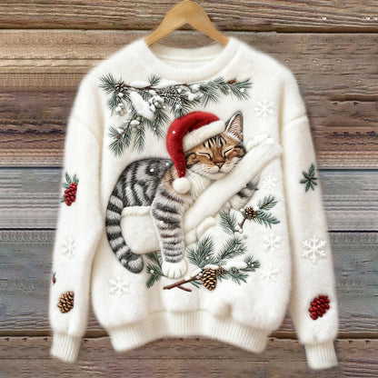 Women's Kitten Graphic Sweater 3D Effect