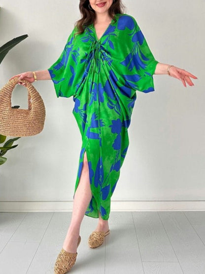 Trendy Print Relaxed Fit V Neck Summer Dress
