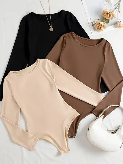 Women's Long Sleeve Bodysuits 3-Pack