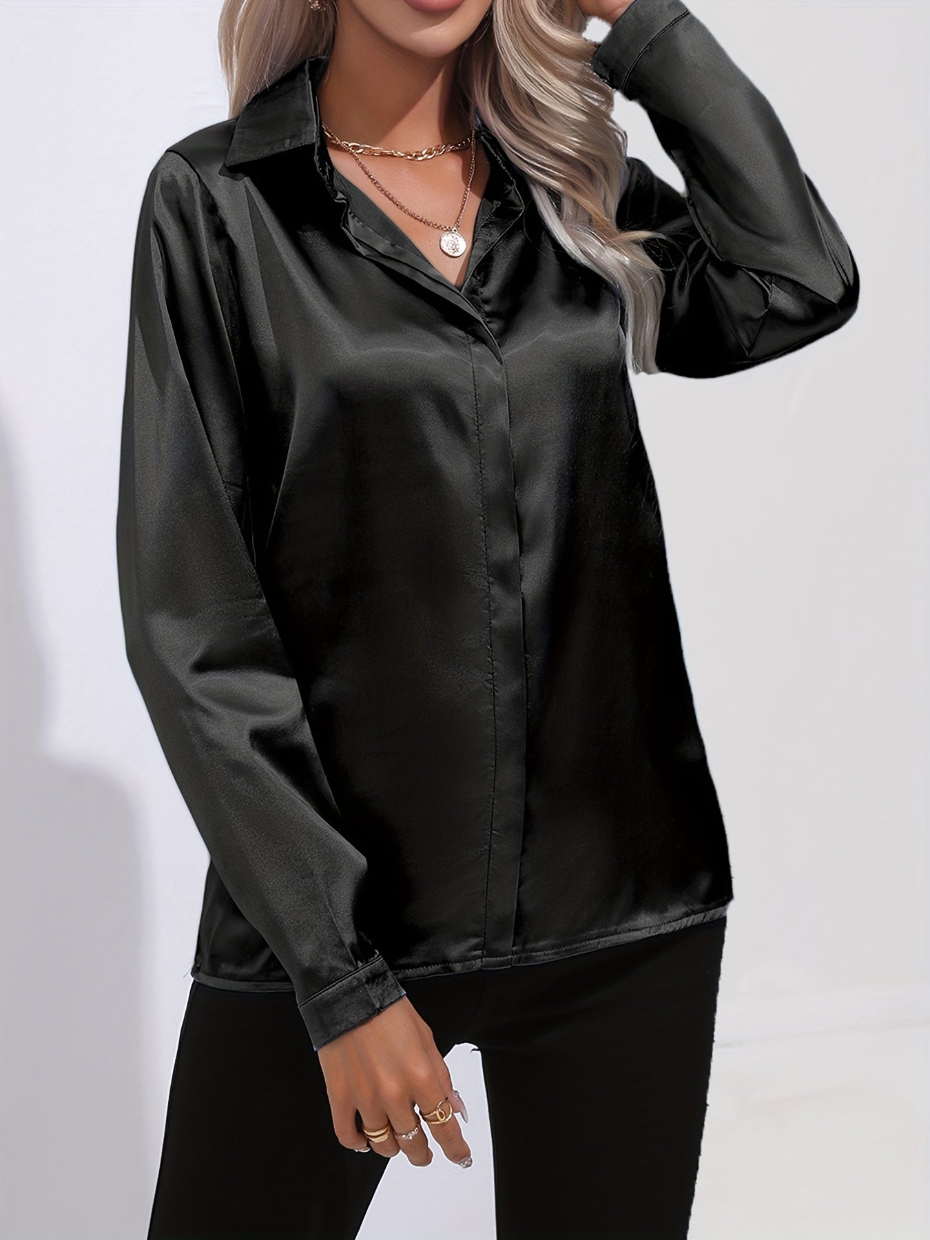 Ladies Classic Long Sleeve Silk Blouses