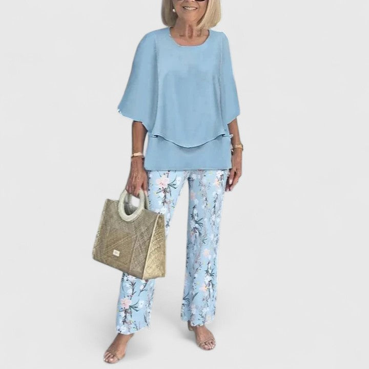 Fashionable 2 Piece Printed Pantsuit for Women