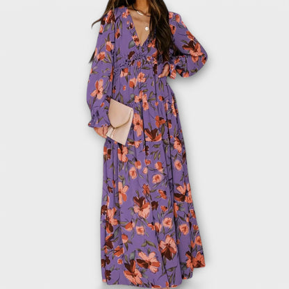 Lovely Floral Long Sleeve Maxi Dress