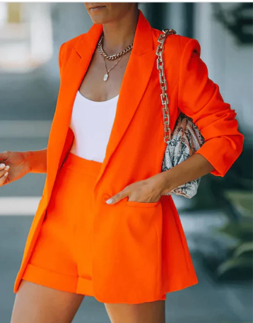 Womens Short Sleeve Blazer Set - VibreMode