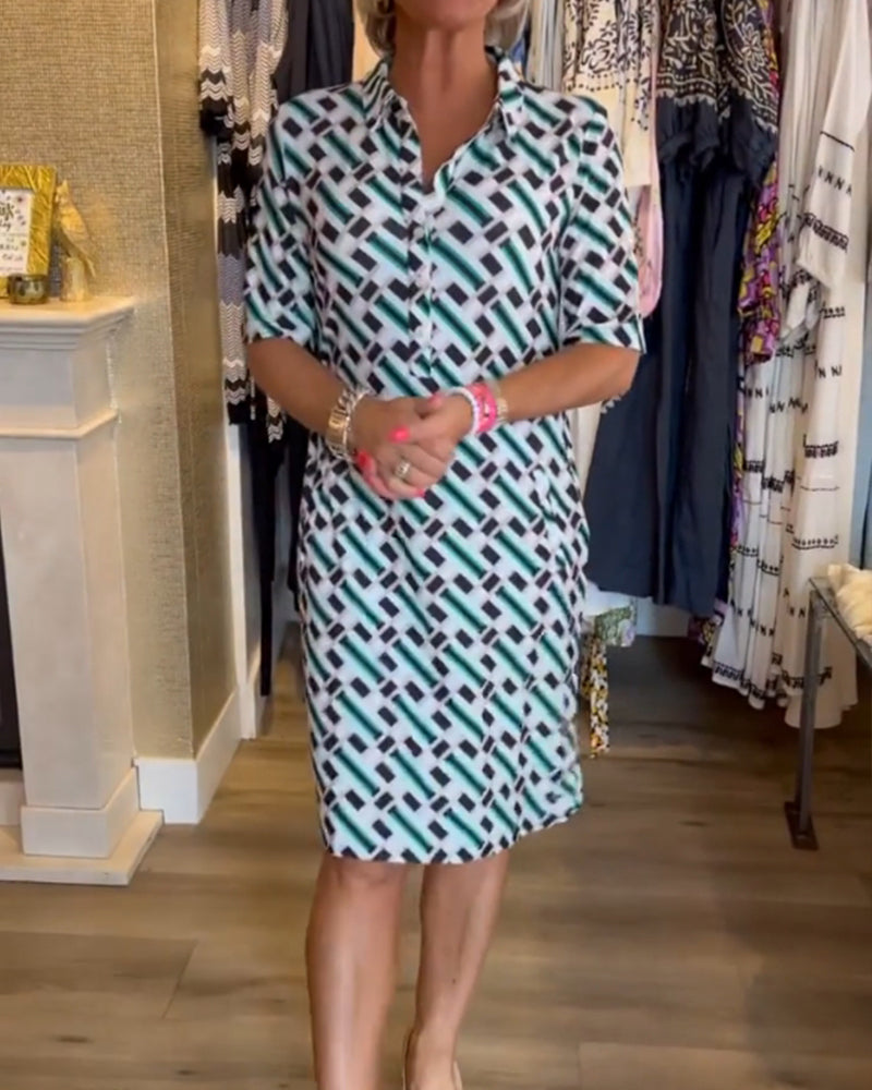 Trendy Graphic Print V Neck Dress