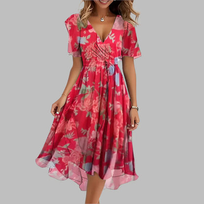 Women's Floral Midi Dress Ruched