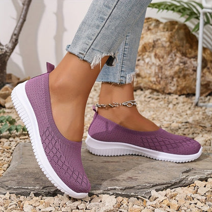 Women's Slip On Shoes Closed Toe Knit Upper