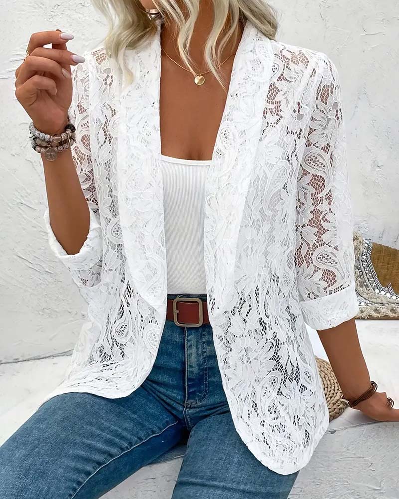Women's Lace Trim Blazer - VibreMode
