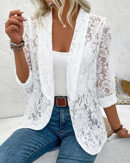 Women's Lace Trim Blazer - VibreMode