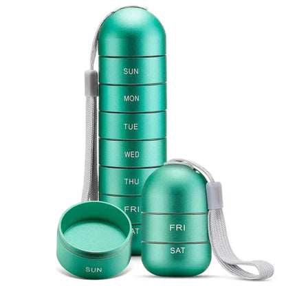 Aluminum Portable Pill Box 7 Day