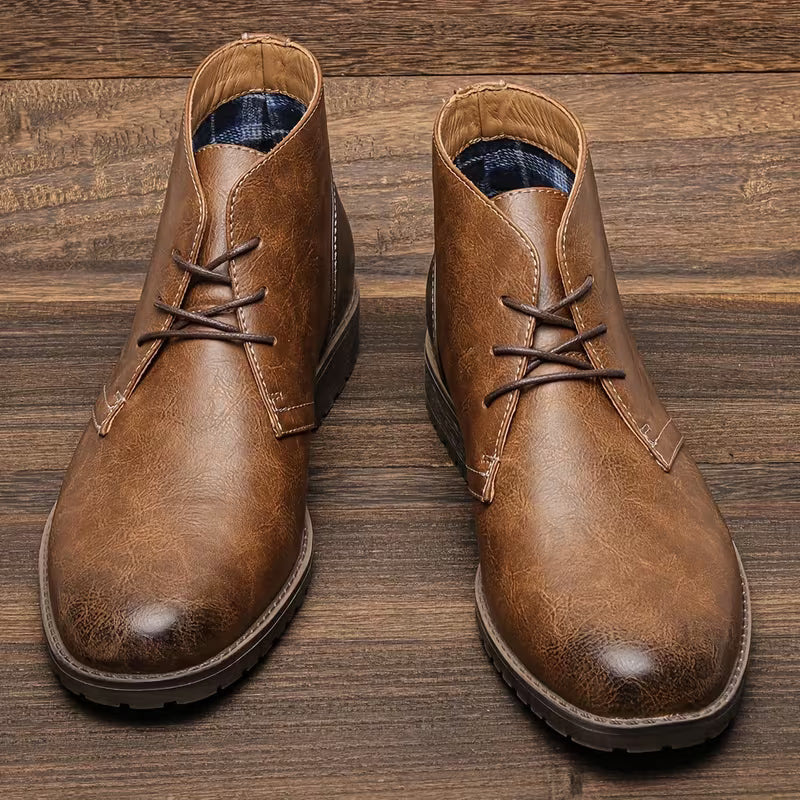 Elder Pine Men's Leather Smart Boots Vintage Style