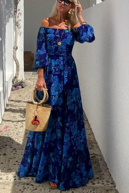 Women's Off Shoulder Floral Maxi Dress Evening