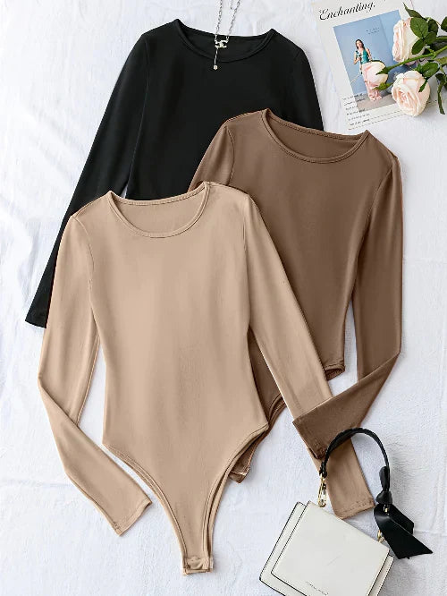 Women's Long Sleeve Bodysuits 3-Pack