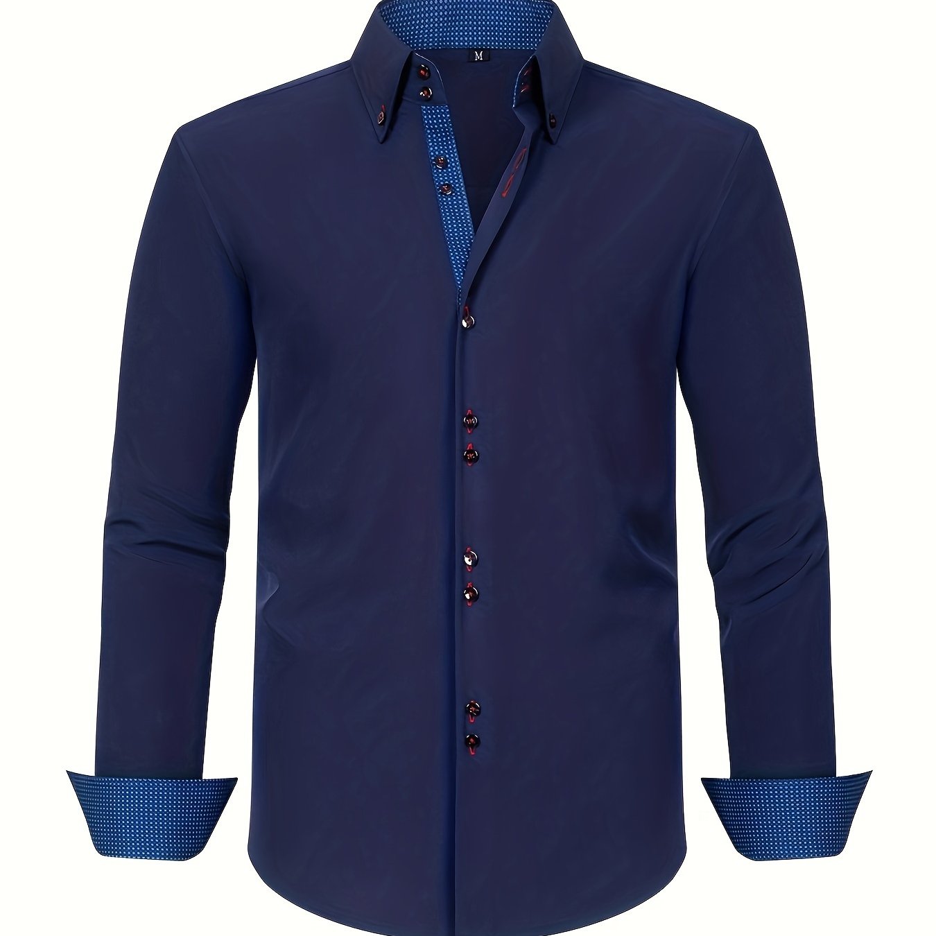 Men's Long Sleeve Button Down Shirt Contrast Trim