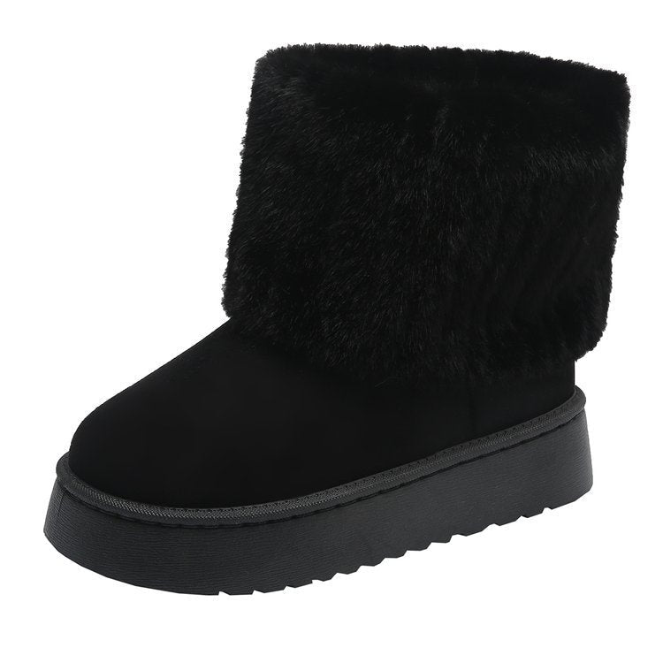 Women's Fur Trim Ankle Boots Platform - VibreMode