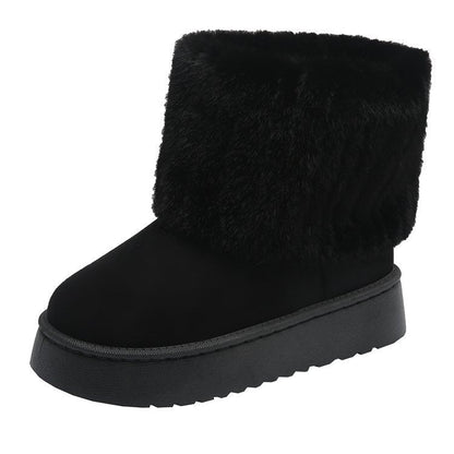 Women's Fur Trim Ankle Boots Platform - VibreMode