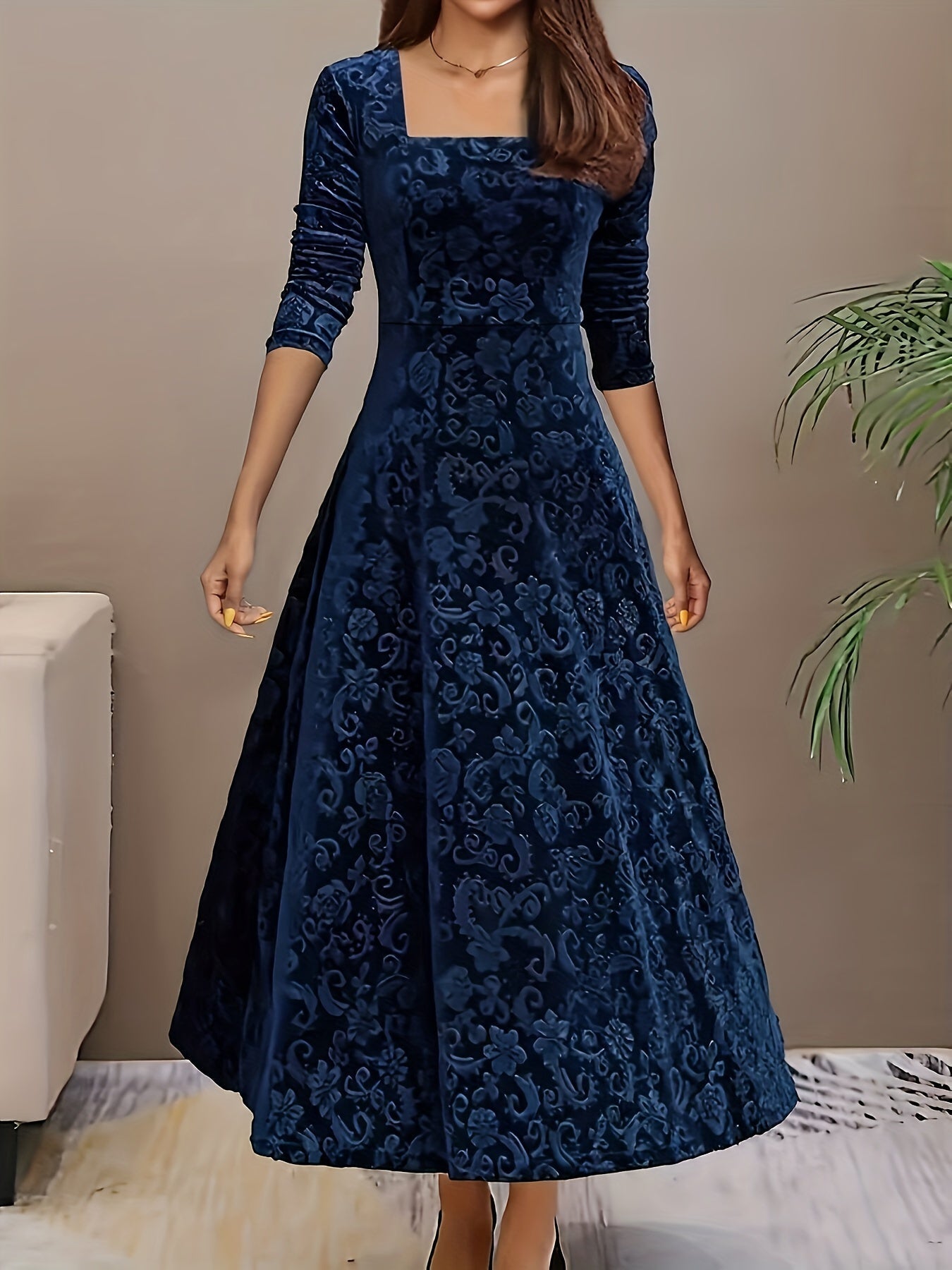 Warm Women's Long Sleeve Winter Maxi Dress