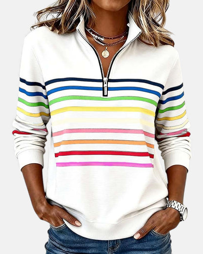 Rainbow Striped Zip Sweatshirt