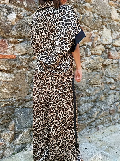 Women's Wide Leg Pants Fluid Leopard Print