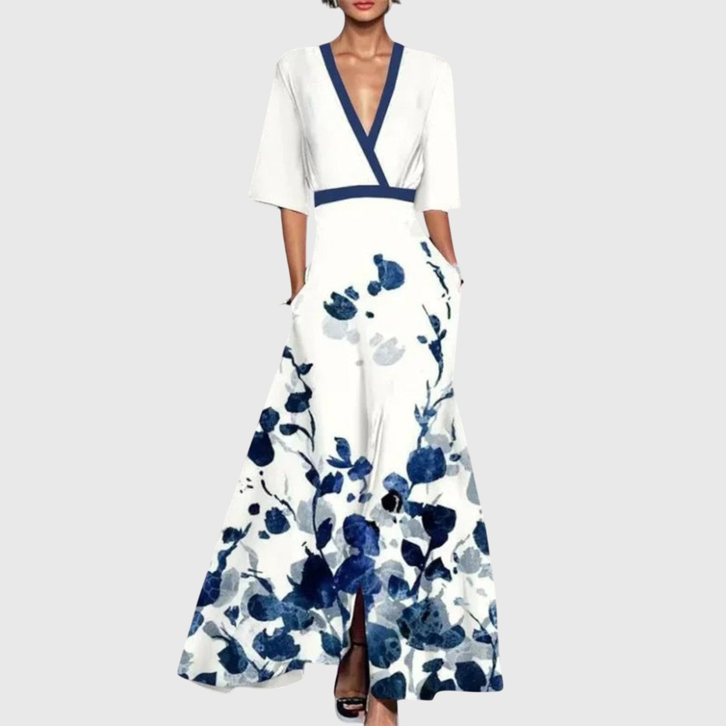 Beautiful Floral V Neck Long Maxi Dress