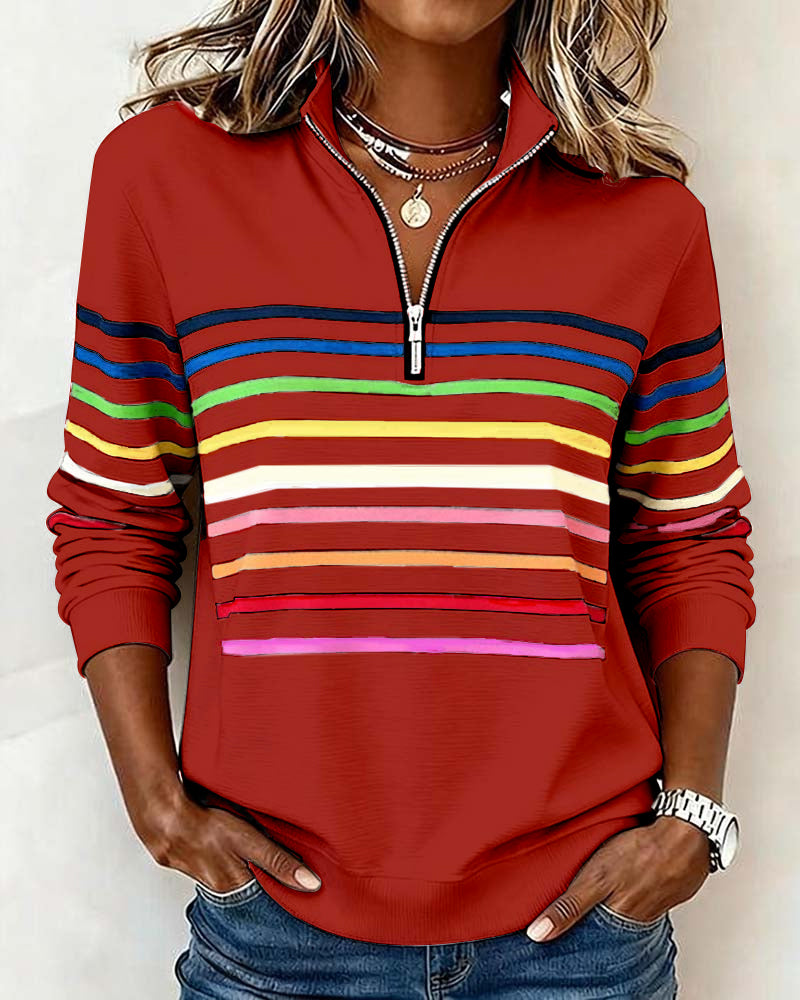 Women's Crew Neck Sweatshirt Ribbed Hem