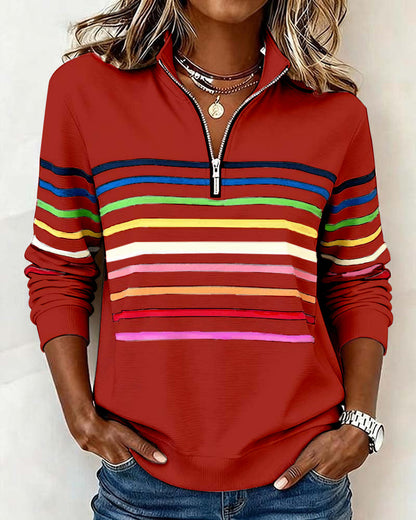 Women's Crew Neck Sweatshirt Ribbed Hem