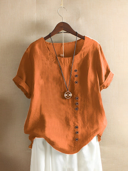 Women's Cotton Linen Short Sleeve