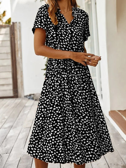 Women's Casual Short Sleeve Tie Waist Dress