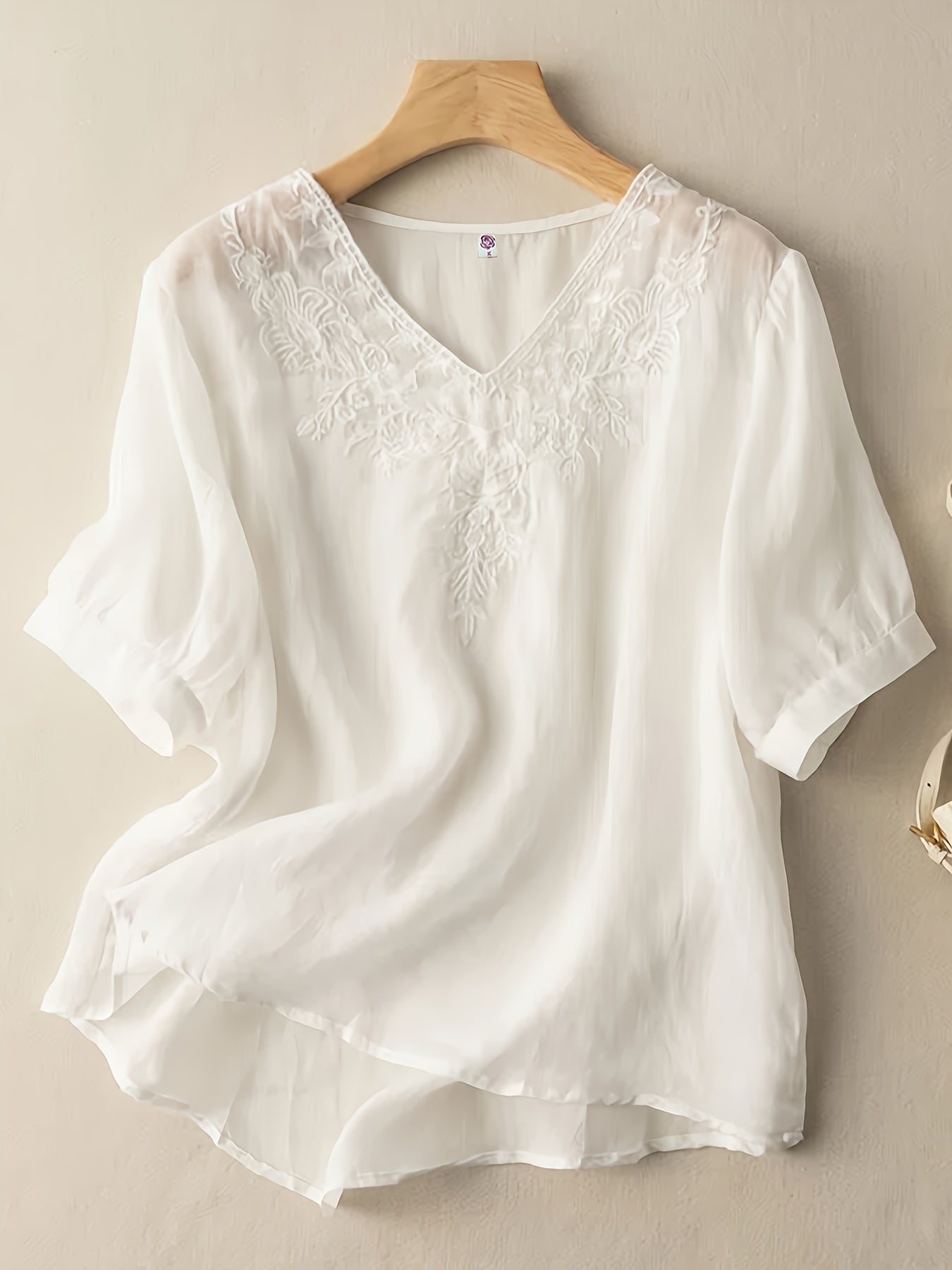 Women's Relaxed Fit Embroidered Tunic Blouse