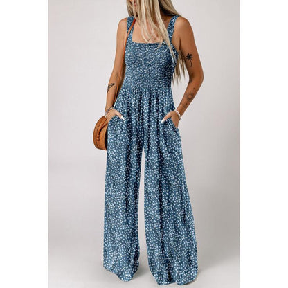Chic Floral Wide Leg Women's Jumpsuit
