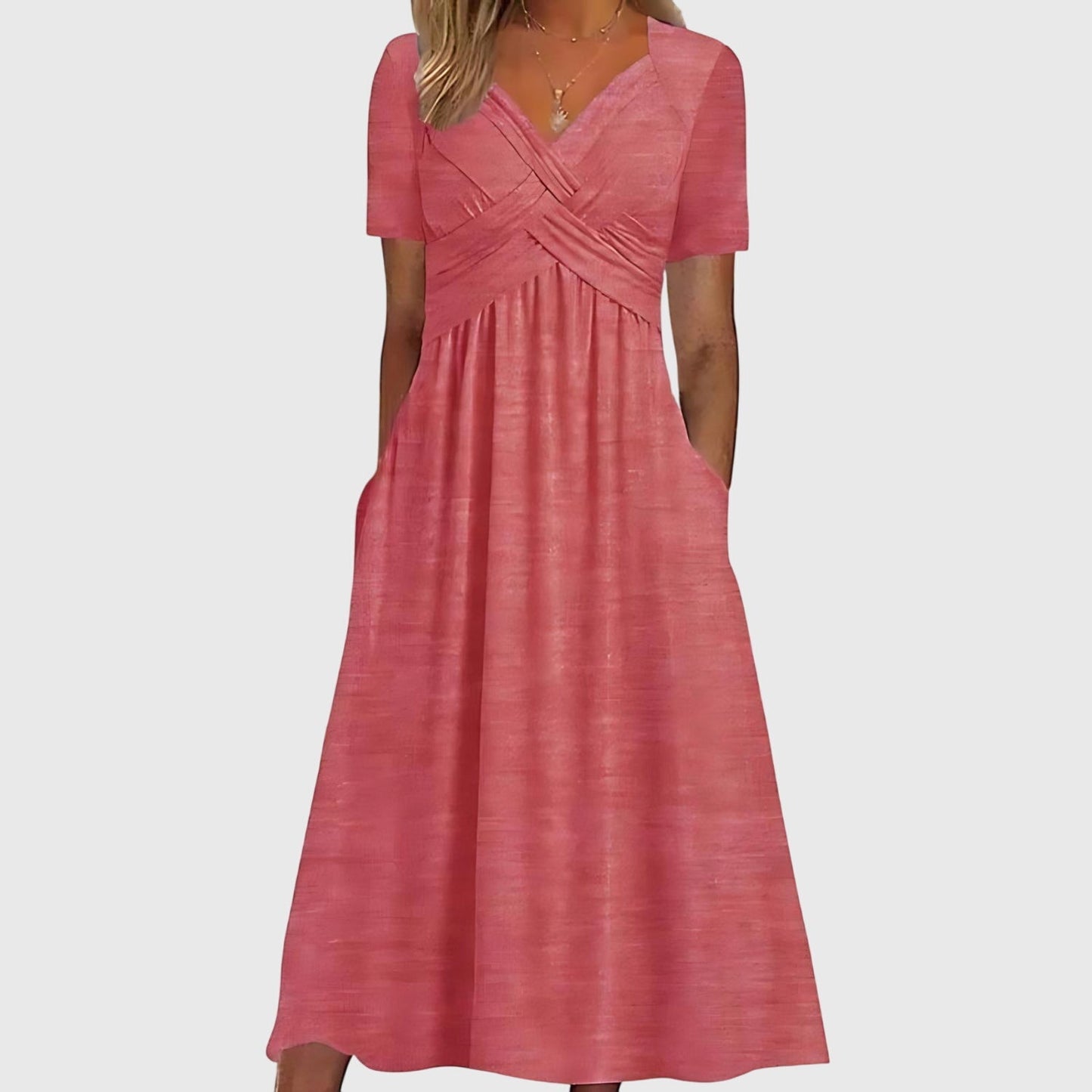 Elegant Women's V Neck Floral Midi Dress