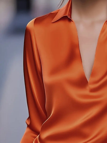Luxury Soft V-Neck Satin Top