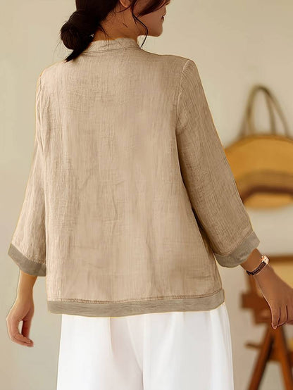 Image of Abigail | Women's Frog Button Mandarin Collar Blouse