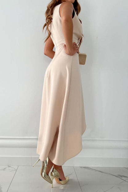 Chic V Neck Wrap Around Dress