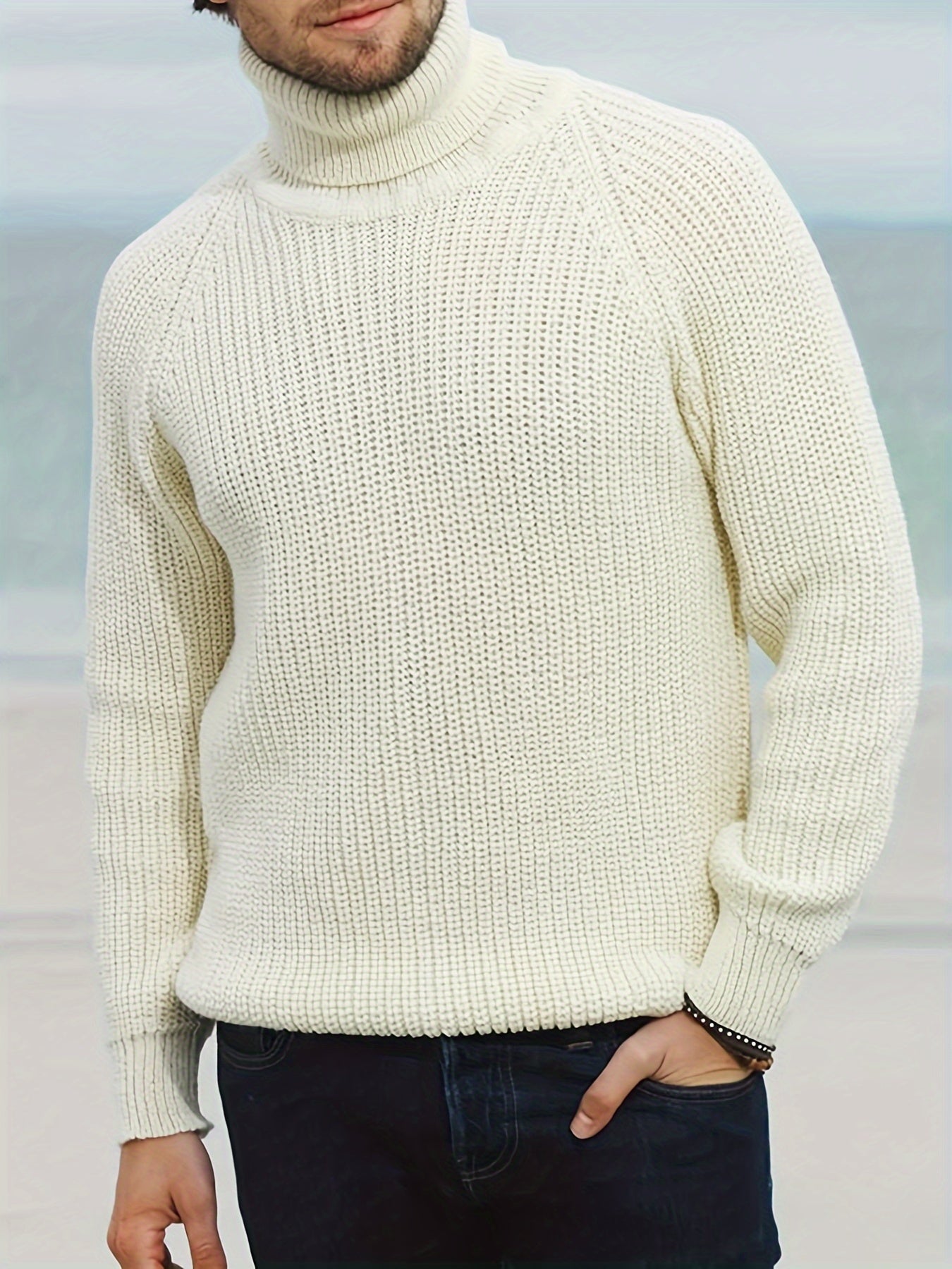 Men's Turtleneck Vintage Knit Sweater